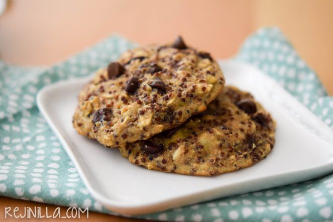 Galletas de quinoa, plátano y chispas de chocolate